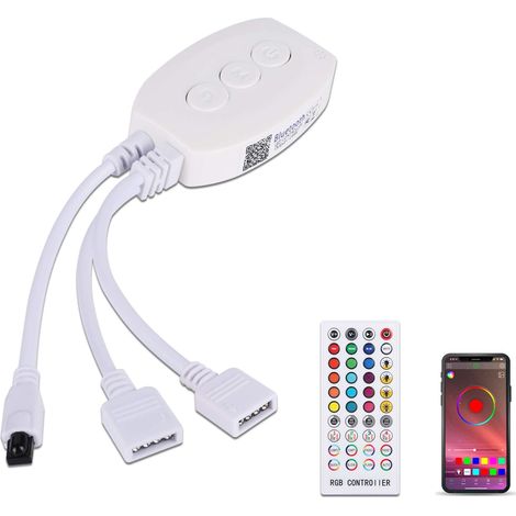 Bluetooth Receiver, ALED LIGHT IR Remote Control 40 Keys + Bluetooth Controller for LED Strip RGB Strip Controlled by IOS / Android Smartphone APP or Controlled by IR Remote Control (1/5)