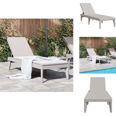 Chaise longue gris 186x60x29 cm PP - Chaises Longues - Transats - Bains De Soleil - Mobilier De Jardin - Chaises Extérieures (1/5)