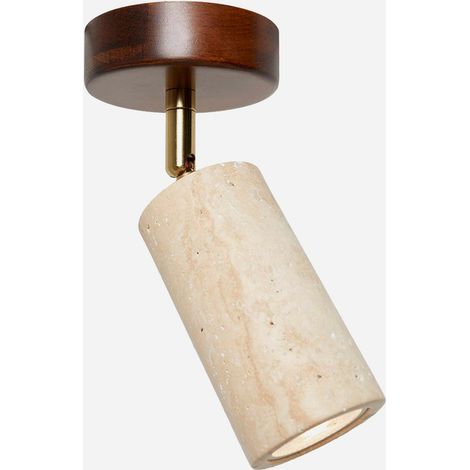 Deckenleuchte aus Holz und Travertin Nur - Walnuss (1/5)
