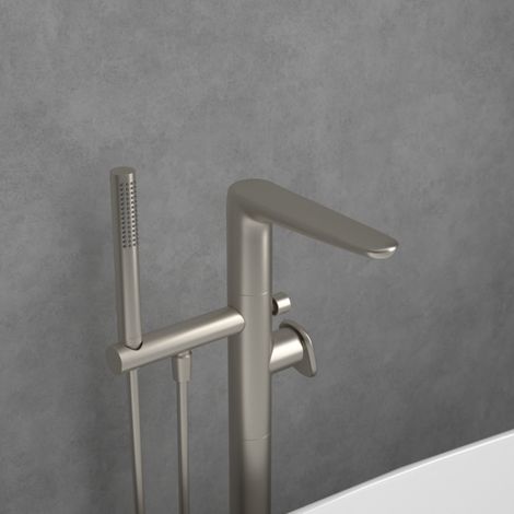 Robinet baignoire ilot VILLEROY ET BOCH Antao Brushed Nickel Matt (1/5)