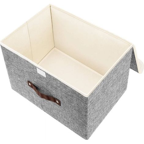 Boîte de rangement pliable en toile avec poignée robuste pour la maison, boîte de rangement pliable en tissu avec couvercle, pour (1/5)