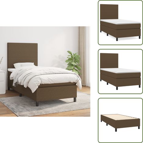 Boxspringbett mit Matratze Dunkelbraun 100x200 cm Stoff - Boxspringbett - Doppelbett - Bettenrahmen - Matratze - Schlafsystem (1/5)