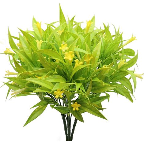 LAN 4 Pièces Plantes Artificielles Morning Glory, 30cm Feuilles Artificielles Bouquet Printemps Décoration pour Ornements De Table Intérieur Extérieur Jardin Bureau À Domicile (jaune) (1/5)