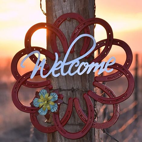 Horseshoe - Metal Wreath - Outdoor Courtyard Decoration - Valentine S Day Christmas Home Decor - 1 Piece (1/5)
