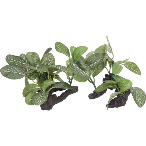 Lot de 2 plantes artificielles décoratives pour aquarium, très réalistes, pour aménagement paysager. (1/5)