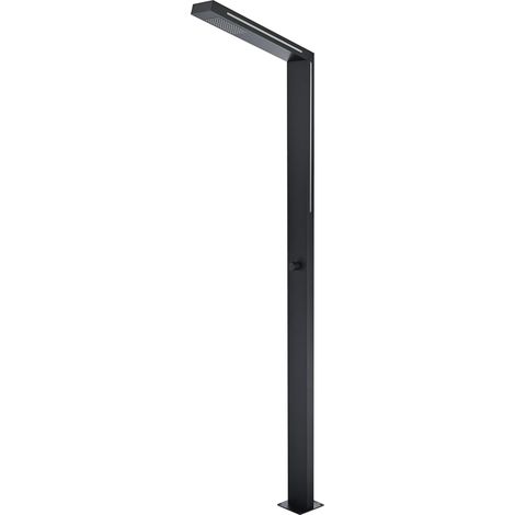 IMEX Ducha de Acero 316 Negra con Iluminación LED y Difusor Anticalcare para Exteriores Diseno Rectangular Anticorrosión Ideal para Jardines y Piscinas - Modelo SENSE