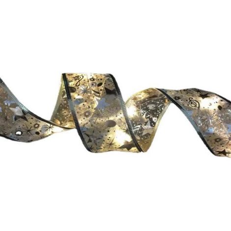 Guirlande de Noël - - Ruban 2M 20 LED - Lumière Colorée - Décoration Dentelle Or (1/4)