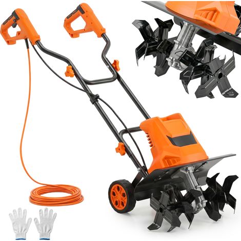 Motobineuse Électrique - Motoculteur - Outsunny - Pliable 1500W 6 Lames 65Mn Largeur 40cm Profondeur 20cm Étanche IPX4 - Orange