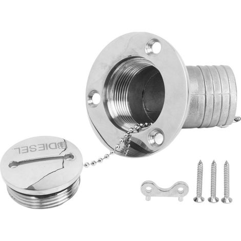 Tappo di riempimento per ponte di imbarcazione con tappo a chiave, ferramenta marina in acciaio inox per yacht, camper, 45 gradi, 1,5 pollici, 38 mm, diesel (1/5)