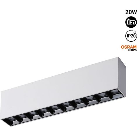 Foco Lineal LED Superficie Color Blanco - 20W - UGR18 -