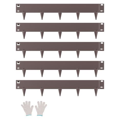 Rasenkante, 5er Pack, 990x181x1,5 mm, Beeteinfassung, biegbare Beetumrandung, Garteneinfassung, robuste Gartenpalisade, einfach zu installieren, Trennwand für Blumenbeete, Hofwege, Braun (1/5)