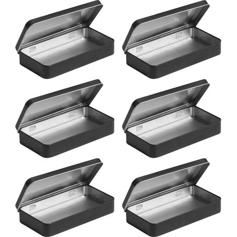 6 Pièces Petite Boîte de Rangement en Métal avec Couvercle à Charnière, Design Moderne et Solide, Support de Rangement Compact pour Bureau ou Atelier (1/5)