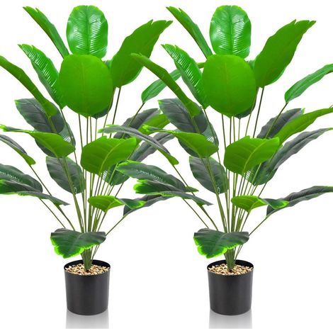 Lot de 2 grandes plantes artificielles feuilles de bananier réalistes 90cm intérieur extérieur (1/5)