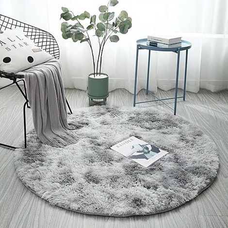 Tapis de salon moderne, tapis long et moelleux, extra doux et confortable, tapi antidérapant, intérieur doux (gris clair, 80 cm) (1/5)