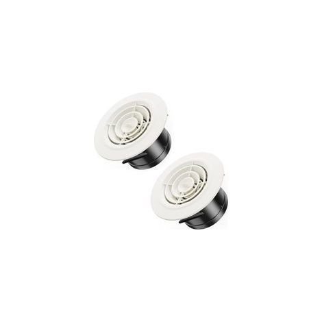 Lot de 2 Blanc grilles d'aération rondes réglables avec filet anti-insectes en plastique - 100 mm - Grille d'aération ronde en ABS - Pour salle de bain, plafond, mur, cuisine (1/5)