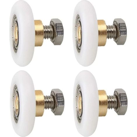 4 Stück Duschtürrollen, Duschtür-Ersatzräder, geriffelte Duschtür-Ersatzrollen mit Schrauben, Durchmesser 23 mm (1/4)