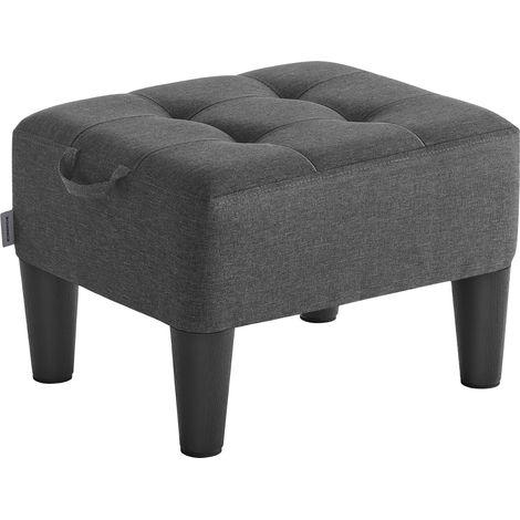 Tabouret, Repose-Pieds, en Tissu Façon Lin, Pouf, Rembourrage Épais, Capacité de Charge 150 kg, pour Salon, Chambre, Entrée, Gris Ardoise et Noir d’Encre (1/5)