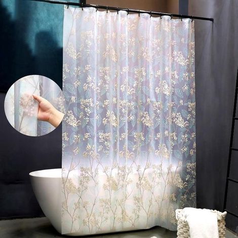 Cortina de ducha impermeable con forro transparente mate y diseño mate con ganchos, tacto suave, ideal para la decoración del baño (1,8 x 1,8 m) (1/5)