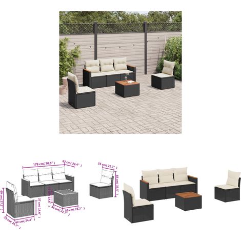 6-tlg. Garten-Sofagarnitur mit Kissen Schwarz Poly Rattan - Gartenmöbel - Outdoor Möbel - Rattan Gartenset - Lounge Set - Esstisch - Home & Living (1/3)