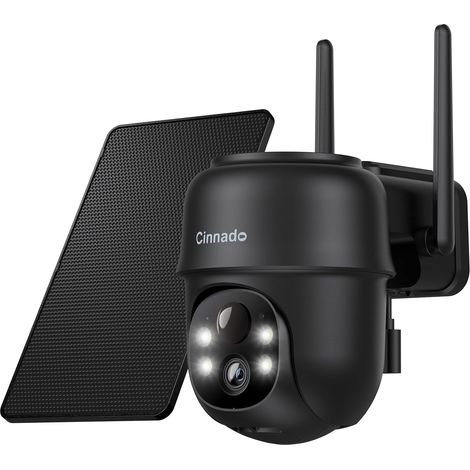 Camera Surveillance WiFi Exterieure sans Fil - 2K Camera Exterieur avec Panneau Solaire, 360° PTZ, Alerte Instantanée PIR, Vision Nocturne Couleur, Audio Bidirectionnel, B6 (Noire) (1/5)