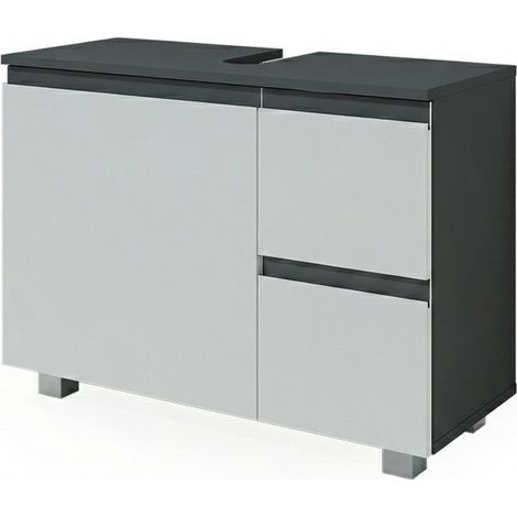 Meuble sous vasque simple J-Shape, Anthracite/blanc, 80 x 60.8 cm, Vicco