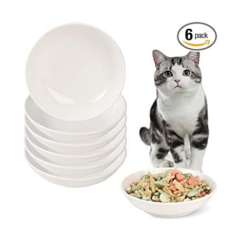 Gamelle Chat en Céramique - Gamelle pour Chat, Larges et Peu Profondes, Anti-Fatigue des Moustaches - Assiettes Plates - Micro-Ondes et Lave-Vaisselle - 150 g - 14,3 cm (1/5)