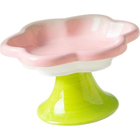 Gamelle pour chat en forme de fleur avec support surélevé, plateau d'alimentation antidérapant pour nourriture et eau (1/5)