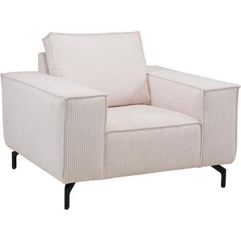 Fauteuil en velours côtelé blanc PUEBLO Casita