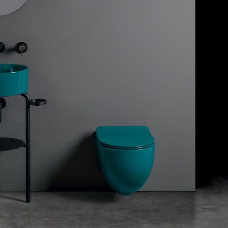 Bloc Wc Ciotola Suspendu Avec Abattant Soft Close No Rim Bleu Petrol - CRISTINA ONDYNA WCI319105