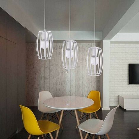 TrAdE Shop Traesio - Lampadario Soffitto E27 Di Forma Ovale Nero Bianco Portalampada Sospensione A34 - Bianco (1/3)