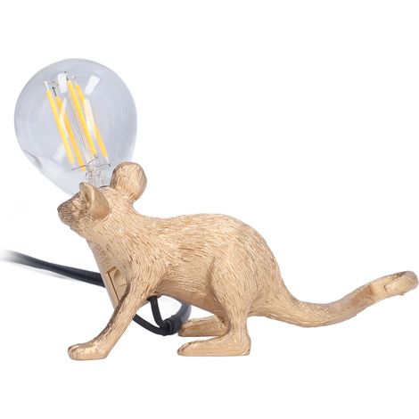 Lampe de table/bureau moderne en résine en forme de souris, lampe de chevet décorative en forme d'animal, douille E12, prise américaine. (1/5)
