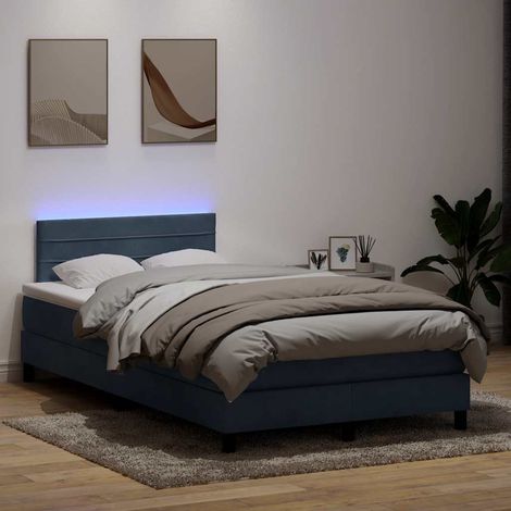 Boxspringbett mit Matratze & LED Dunkelgrau 120x220 cm Samt