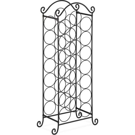 Elegante botellero para 21 botellas almacenamiento horizontal diseño decorativo cocina de metal negro 130008331 (1/5)