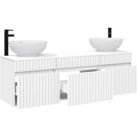 Ensemble Meuble de Salle de Bain 3 Pièces, Design Moderne Blanc, Rangement Pratique pour WC et Lavabo (1/5)