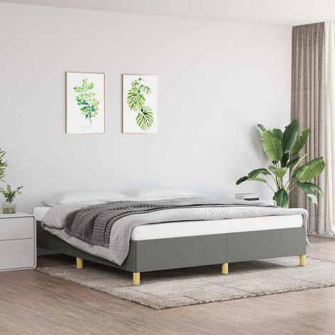 Sommier à ressorts de lit - Sommier pour Adulte et Enfant - Gris foncé 160x200 cm Tissu BV617861 - BonneVie (1/5)