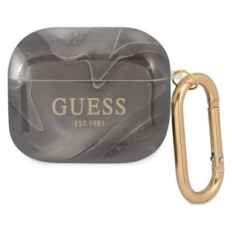Coque Guess GUA3UNMK pour AirPods 3, collection marbre noir/noir (1/4)