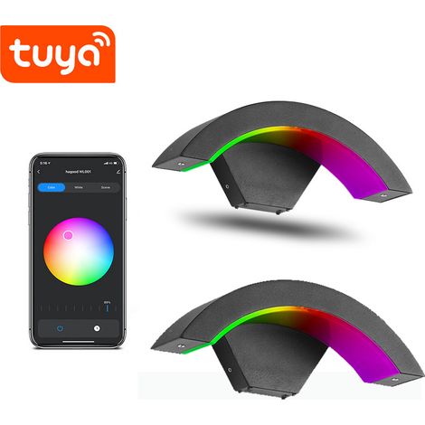 2 lampade da parete da esterno intelligenti dimmerabili da 9 W, luce LED con controllo tramite app per corridoi, applique da parete impermeabile (1/5)