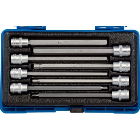 Draper Expert 3/8" Drive Hexagonal Socket Bit Set, 8 Pieces, 150mm Length, 3-12mm Sizes (1/5)