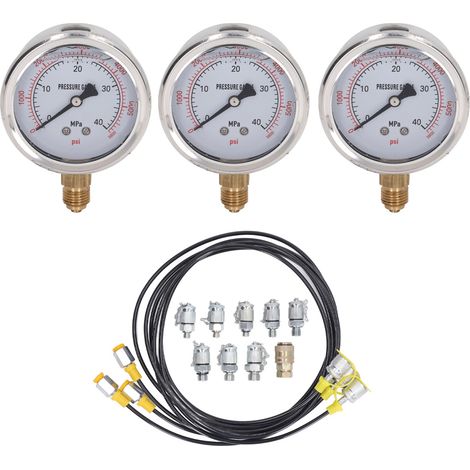 Kit de test de pression hydraulique portable et précis 25/40/60 MPa avec 8 raccords pour excavatrice (1/5)