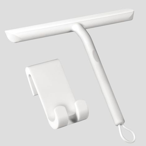 Raclette Douche, Raclette de Douche Nettoyage sans Traces pour Porte en Verre,Raclette Salle de Bain avec Support-21cm Blanc,Raclette Silicone pour Porte de Douche,Vitre de Voiture,Miroir etc (1/5)