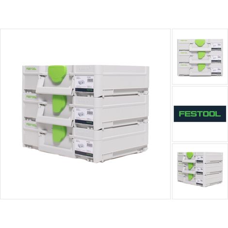 Festool SYS3 M 112 Set de Coffrets Systainer 396 x 296 x 112 mm - 7,7 l (3x 204840)