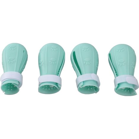 Lot de 4 couvre-pattes en silicone antidérapants pour chat, multifonctionnels, pour la douche, doux et protecteurs pour les pattes (vert). (1/5)