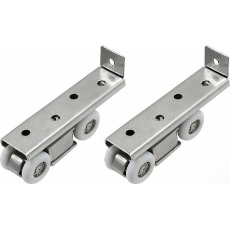 Roues Porte Coulissante Roulettes Support - Rail Accessoires Silencieuses Poulies Quincaillerie Fixe Rouleau en Acier Inoxydable pour Portes Passage Bois Douche Vitrée, 2 Pièces (1/5)