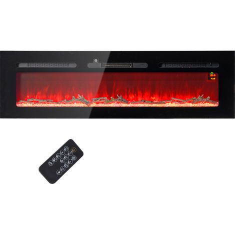 HOMCOM Caminetto Elettrico 1800W a Incasso con Telecomando 152.4x15.8x45 cm Nero (1/5)