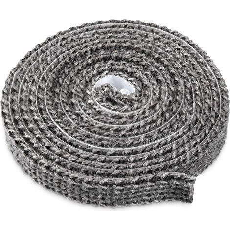 Guarnizione autoadesiva per stufe a legna, caminetti e forni, in fibra di vetro, resistente al calore fino a 550°C, dimensioni 3mm x 20mm x 3m, ideale per porte di forni e caldaie (1/5)