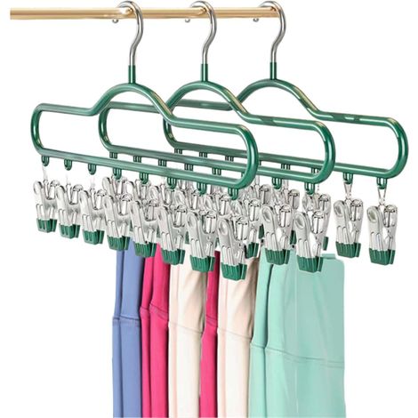 Organizzatore per leggings da armadio, appendiabiti per leggings, organizer per sciarpe, appendiabiti per pantaloni, confezione da 3 con 24 clip, antivento, leggings, cappelli, calze, reggiseni (1/5)