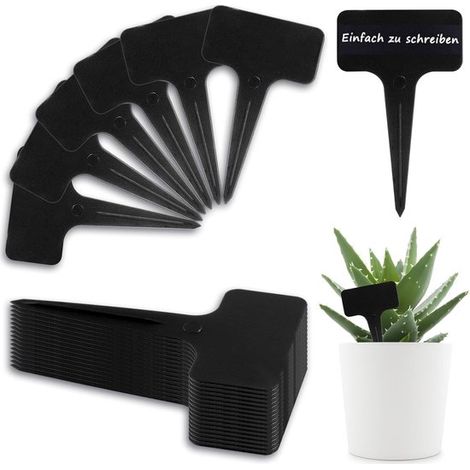 Packung mit 100 Pflanzenetiketten – 6 x 10 cm – Wetterfester Kunststoff – Für Gemüse, Blumen, Topfpflanzen, Kräuter – Schwarz