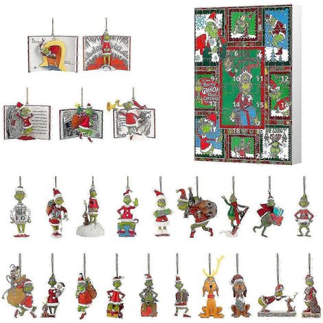 Calendrier de l'Avent de Noël, boîte surprise, compte à rebours de 24 jours, pendentif sapin de Noël, boîte surprise Grinch (1/5)