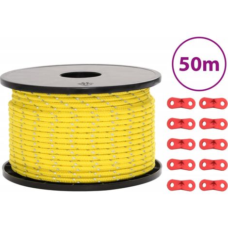Zeltleine Reflektierend mit Seilspannern 50 m 5 mm