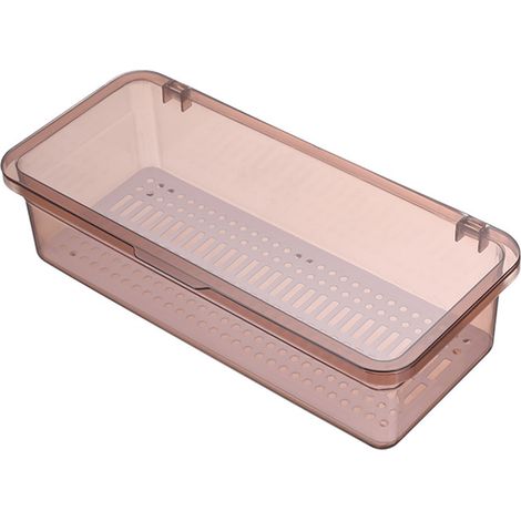 Plateau à couverts avec couvercle et égouttoir, conteneur de rangement Transparent anti-poussière pour argenterie à la mode, comptoir de cuisine rose (1/5)